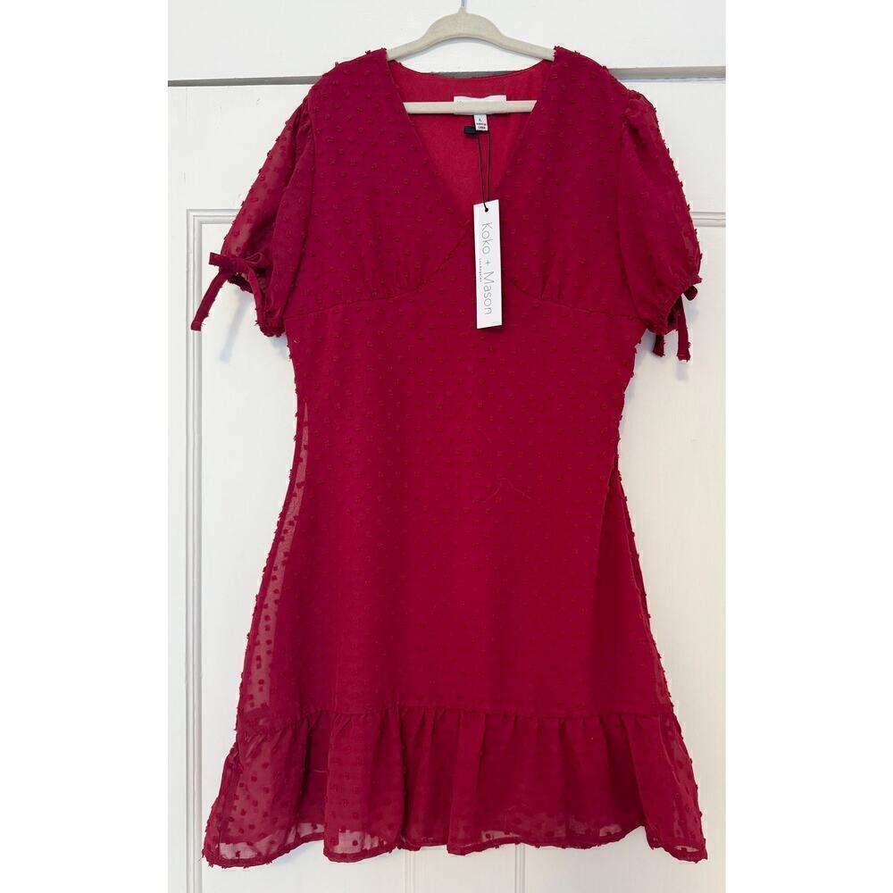 NWT Koko + Mason Bow Ruffle Textured Dress Kids Size L (8/10)